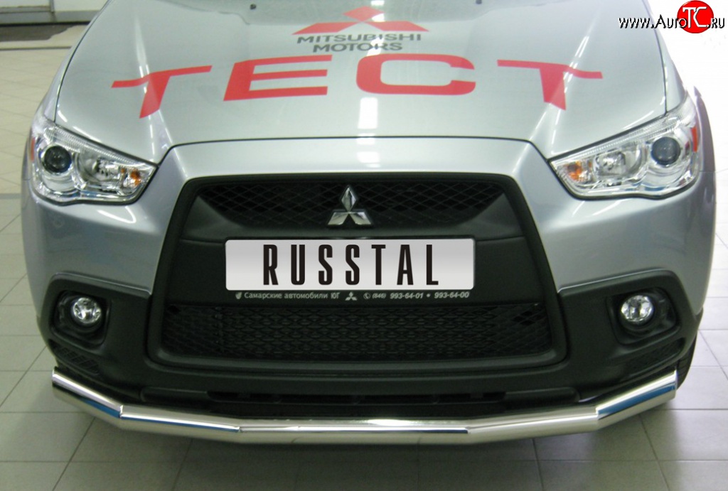 13 299 р. Одинарная защита переднего бампера SLITKOFF диаметром 63 мм  Mitsubishi ASX (2010-2012) дорестайлинг  с доставкой в г. Новочеркасск