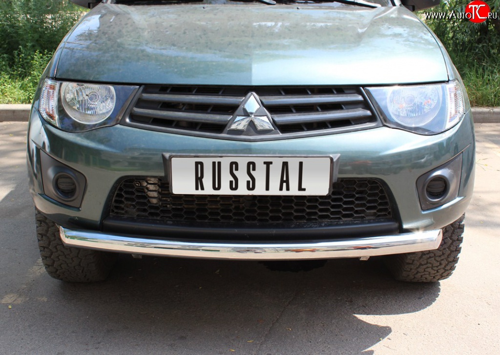 16 699 р. Одинарная защита переднего бампера Russtal диаметром 76 мм Mitsubishi L200 4  дорестайлинг (2006-2014)  с доставкой в г. Новочеркасск