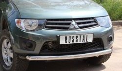 16 699 р. Одинарная защита переднего бампера Russtal диаметром 76 мм Mitsubishi L200 4  дорестайлинг (2006-2014)  с доставкой в г. Новочеркасск. Увеличить фотографию 2