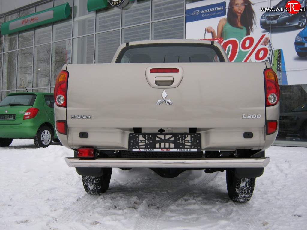 15 999 р. Защита заднего бампера (Ø76 мм, нержавейка) Russtal Mitsubishi L200 4  дорестайлинг (2006-2014)  с доставкой в г. Новочеркасск