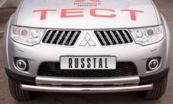 15 549 р. Одинарная защита переднего бампера SLITKOFF диаметром 76 мм Mitsubishi Pajero Sport PB дорестайлинг (2008-2013)  с доставкой в г. Новочеркасск. Увеличить фотографию 2