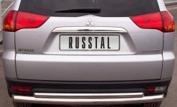 Защита заднего бампера (Ø 76 и 42 мм, нержавейка) Russtal Mitsubishi Pajero Sport PB дорестайлинг (2008-2013)