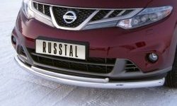 16 999 р. Защита переднего бампера (2 трубыØ63 и 42 мм, нержавейка) Russtal Nissan Murano 2 Z51 рестайлинг (2010-2016)  с доставкой в г. Новочеркасск. Увеличить фотографию 1