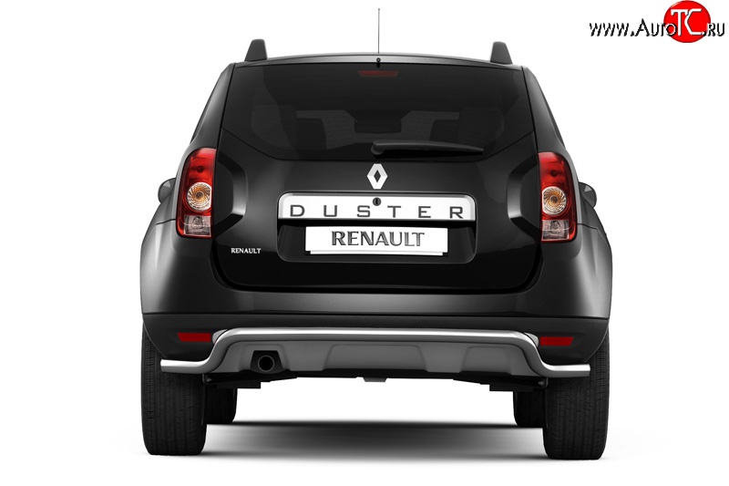 4 599 р. Защита Petroil Tuning заднего бампера диаметром 51 мм с изгибом под факоп  Renault Duster  HS (2010-2015) дорестайлинг (Нержавеющая полированная сталь)  с доставкой в г. Новочеркасск