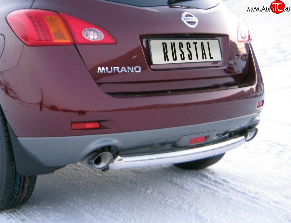 13 549 р. Защита заднего бампера (Ø63 мм, нержавейка) Russtal Nissan Murano 2 Z51 дорестайлинг (2008-2011)  с доставкой в г. Новочеркасск