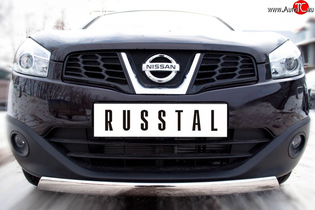 15 399 р. Защита переднего бампера (Ø75х42 мм, нержавейка) Russtal Nissan Qashqai 1 J10 рестайлинг (2010-2013)  с доставкой в г. Новочеркасск