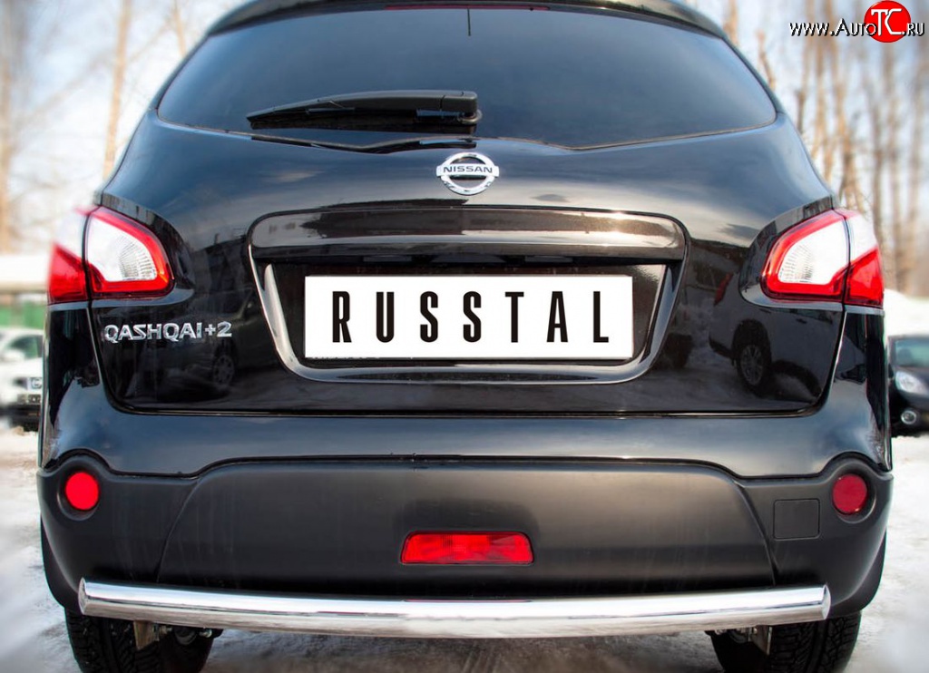 14 449 р. Защита заднего бампера (Ø63 мм, нержавейка) Russtal Nissan Qashqai +2 1 J10 дорестайлинг (2008-2010)  с доставкой в г. Новочеркасск