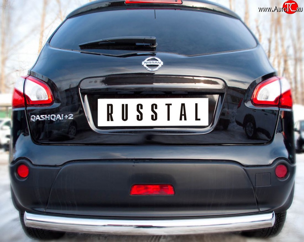 13 749 р. Защита заднего бампера (Ø76 мм, нержавейка) Russtal Nissan Qashqai +2 1 J10 дорестайлинг (2008-2010)  с доставкой в г. Новочеркасск