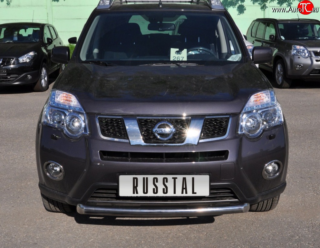 9 699 р. Одинарная защита переднего бампера Russtal диаметром 63 мм Nissan X-trail 2 T31 рестайлинг (2010-2015)  с доставкой в г. Новочеркасск