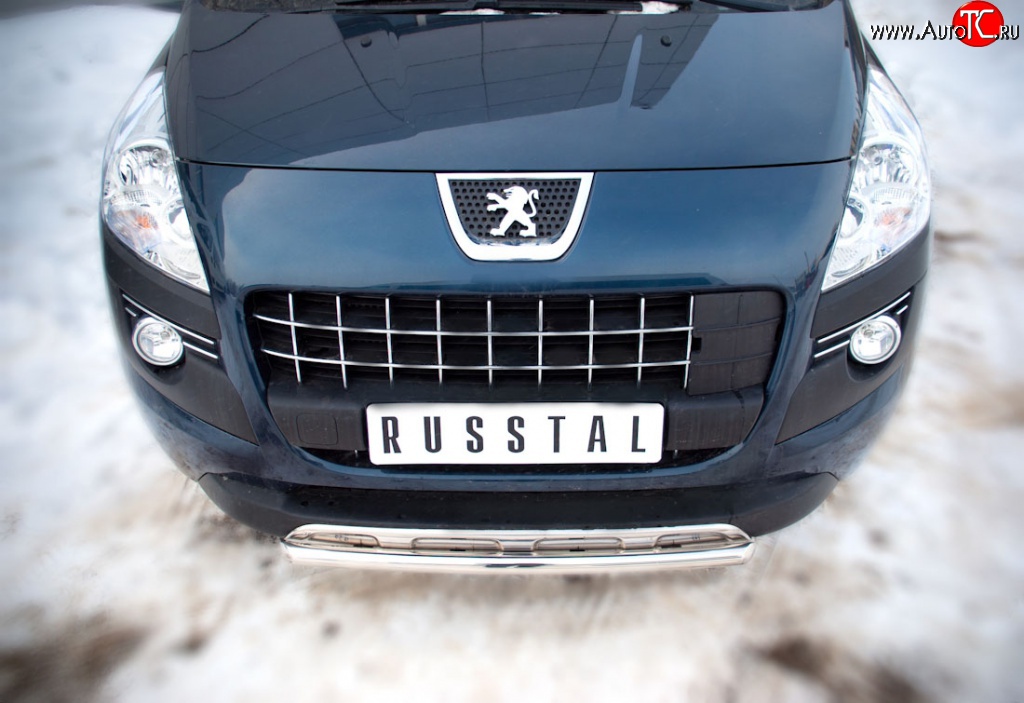 13 799 р. Защита переднего бампера (Ø 42 мм, нержавейка) Russtal Peugeot 3008 дорестайлинг (2009-2013)  с доставкой в г. Новочеркасск