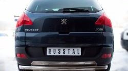 Защита заднего бампера (Ø63 мм, нержавейка) Russtal Peugeot 3008 дорестайлинг (2009-2013)