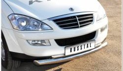 10 949 р. Защита переднего бампера (2 трубыØ63 и 42 мм, нержавейка) Russtal SSANGYONG Kyron дорестайлинг (2005-2007)  с доставкой в г. Новочеркасск. Увеличить фотографию 2