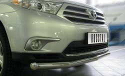 16 899 р. Одинарная защита переднего бампера SLITKOFF 76 мм  Toyota Highlander  XU40 (2010-2013) рестайлинг  с доставкой в г. Новочеркасск. Увеличить фотографию 2