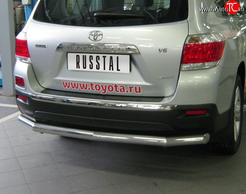 15 699 р. Защита заднего бампера (Ø76 мм, нержавейка) SLITKOFF  Toyota Highlander  XU40 (2010-2013) рестайлинг  с доставкой в г. Новочеркасск