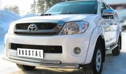 16 949 р. Защита переднего бампера (2 трубыØ63 и 42 мм, нержавейка) SLITKOFF  Toyota Hilux  AN10,AN20 (2008-2011) 1-ый рестайлинг  с доставкой в г. Новочеркасск. Увеличить фотографию 2