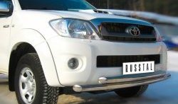 22 399 р. Защита переднего бампера (2 трубыØ63 мм, нержавейка) SLITKOFF  Toyota Hilux  AN10,AN20 (2008-2011) 1-ый рестайлинг  с доставкой в г. Новочеркасск. Увеличить фотографию 2