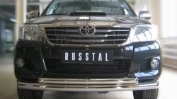 Защита переднего бампера (2 трубыØ76 и 63 мм, нержавейка) Russtal Toyota Hilux AN20,AN30  2-ой рестайлинг (2011-2016)