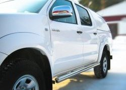 11 399 р. Защита порогов Russtal из круглой трубы диаметром 76 мм Toyota Hilux AN20,AN30  2-ой рестайлинг (2011-2016) (Защита порогов с со скосами на торцах (вариант 1))  с доставкой в г. Новочеркасск. Увеличить фотографию 3