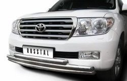 31 649 р. Тройная защита переднего бампера SLITKOFF из труб диаметром по 63 мм  Toyota Land Cruiser  200 (2007-2012) дорестайлинг  с доставкой в г. Новочеркасск. Увеличить фотографию 2