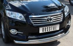 20 999 р. Защита переднего бампера (2 трубыØ76 и 42 мм, нержавейка) Russtal Toyota RAV4 XA30 5 дв. удлиненный 2-ой рестайлинг (2010-2013)  с доставкой в г. Новочеркасск. Увеличить фотографию 1