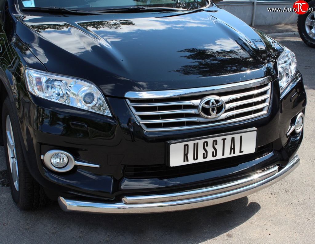 20 999 р. Защита переднего бампера (2 трубыØ76 и 42 мм, нержавейка) Russtal  Toyota RAV4  XA30 (2010-2013) 5 дв. удлиненный 2-ой рестайлинг  с доставкой в г. Новочеркасск