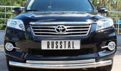 20 999 р. Защита переднего бампера (2 трубыØ76 и 42 мм, нержавейка) Russtal Toyota RAV4 XA30 5 дв. удлиненный 2-ой рестайлинг (2010-2013)  с доставкой в г. Новочеркасск. Увеличить фотографию 2