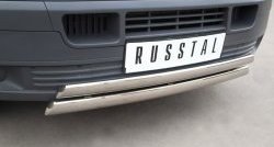 22 299 р. Защита переднего бампера (2 трубыØ75х42 мм, нержавейка) Russtal Volkswagen Transporter T5 дорестайлинг (2003-2009)  с доставкой в г. Новочеркасск. Увеличить фотографию 2