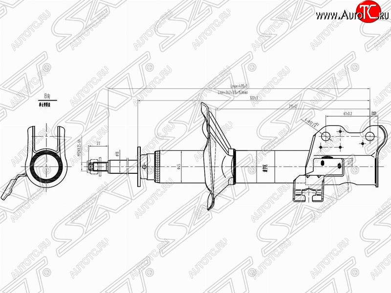 3 589 р. Правый амортизатор передний SAT Nissan 100NX (1990-1996)  с доставкой в г. Новочеркасск