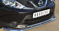 13 549 р. Защита переднего бампера (2 трубыØ63 и 42 мм, нержавейка) Russtal  Nissan Qashqai  2 (2013-2019) J11 дорестайлинг  с доставкой в г. Новочеркасск. Увеличить фотографию 2