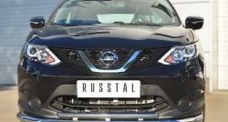 13 549 р. Защита переднего бампера (2 трубыØ63 и 42 мм, нержавейка) Russtal  Nissan Qashqai  2 (2013-2019) J11 дорестайлинг  с доставкой в г. Новочеркасск. Увеличить фотографию 1