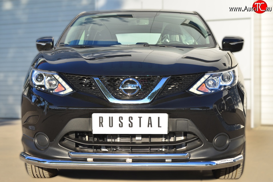 13 549 р. Защита переднего бампера (2 трубыØ63 и 42 мм, нержавейка) Russtal Nissan Qashqai 2 J11 дорестайлинг (2013-2019)  с доставкой в г. Новочеркасск