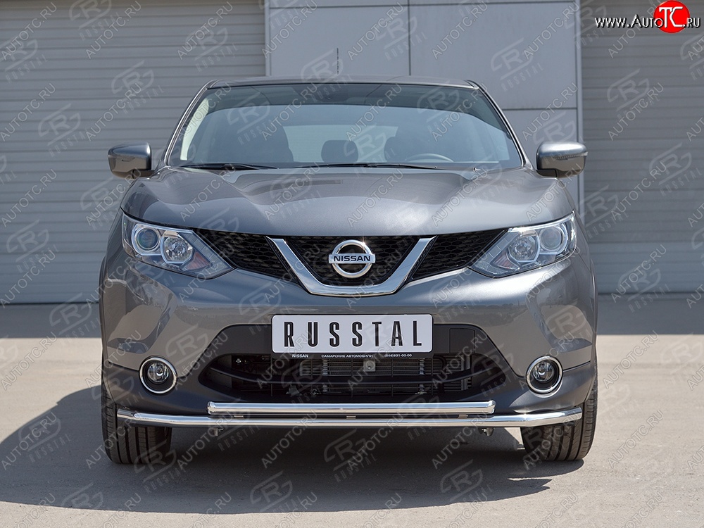 8 349 р. Защита переднего бампера (2 трубыØ42 мм, нержавейка) Russtal Nissan Qashqai 2 J11 дорестайлинг (2013-2019)  с доставкой в г. Новочеркасск