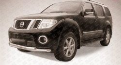 13 999 р. Защита переднего бампера Slitkoff (Ø76 и 57) Nissan Pathfinder R51 рестайлинг (2009-2014) (Нержавейка, Полированная)  с доставкой в г. Новочеркасск. Увеличить фотографию 1