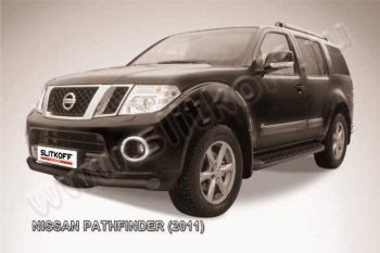 Защита переднего бампер Slitkoff (Ø76 мм, сталь с полимерным покрытием ) Nissan Pathfinder R51 рестайлинг (2009-2014)