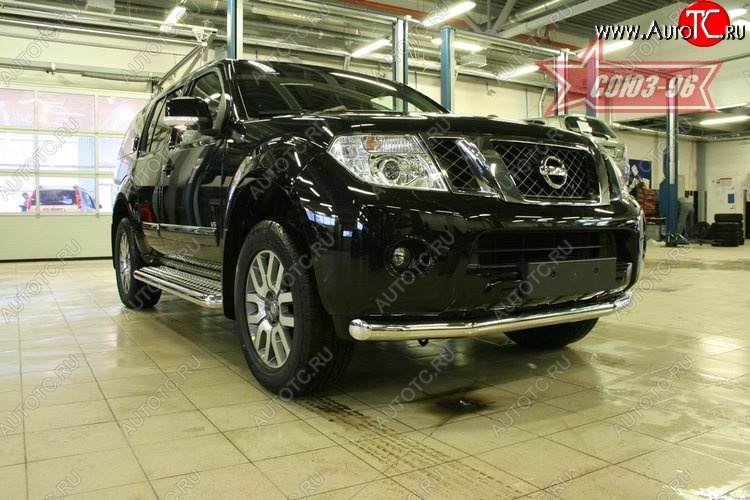 17 639 р. Защита переднего бампера одинарная Souz-96 (d76) Nissan Pathfinder R51 рестайлинг (2009-2014)  с доставкой в г. Новочеркасск