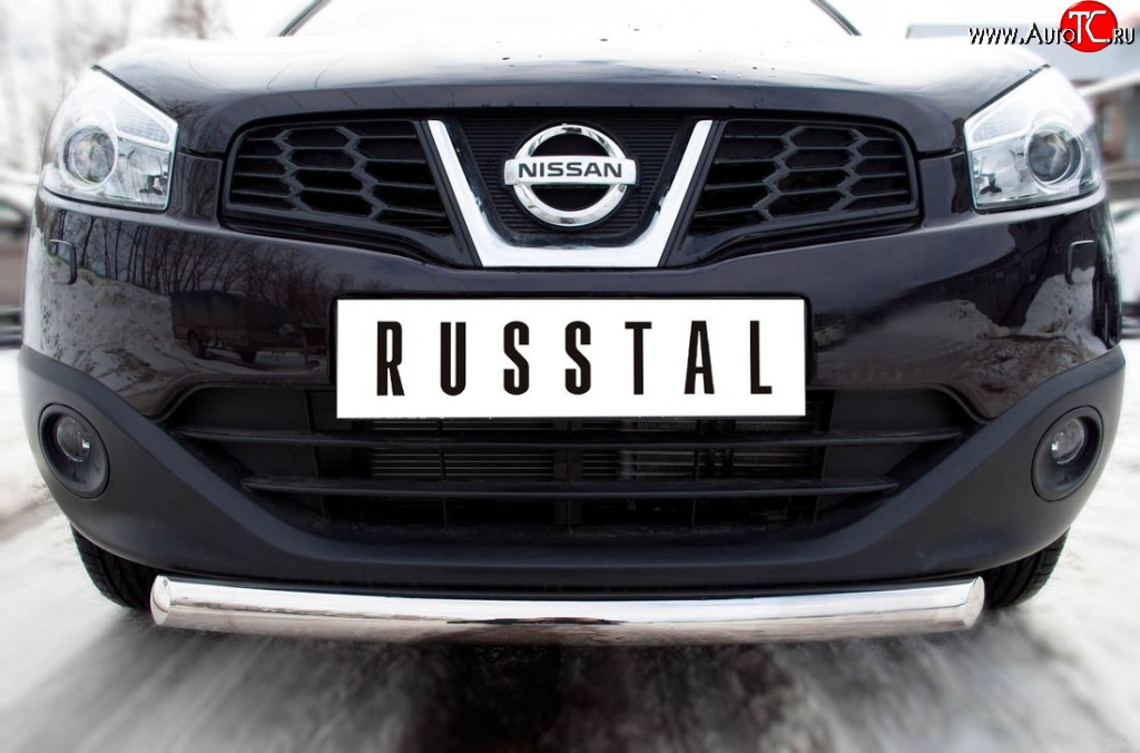 14 449 р. Одинарная защита переднего бампера диаметром 63 мм Russtal Nissan Qashqai +2 1 J10 рестайлинг (2010-2014)  с доставкой в г. Новочеркасск