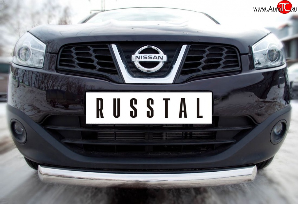 14 549 р. Одинарная защита переднего бампера диаметром 76 мм Russtal Nissan Qashqai +2 1 J10 рестайлинг (2010-2014)  с доставкой в г. Новочеркасск