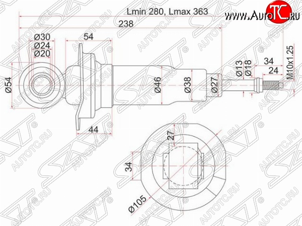 2 199 р. Правый амортизатор задний SAT  Nissan AD  Y11 - Wingroad  2 Y11  с доставкой в г. Новочеркасск