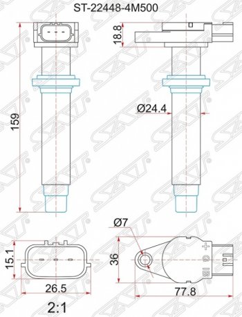 Катушка зажигания SAT Nissan Almera седан N16 дорестайлинг (2000-2003)