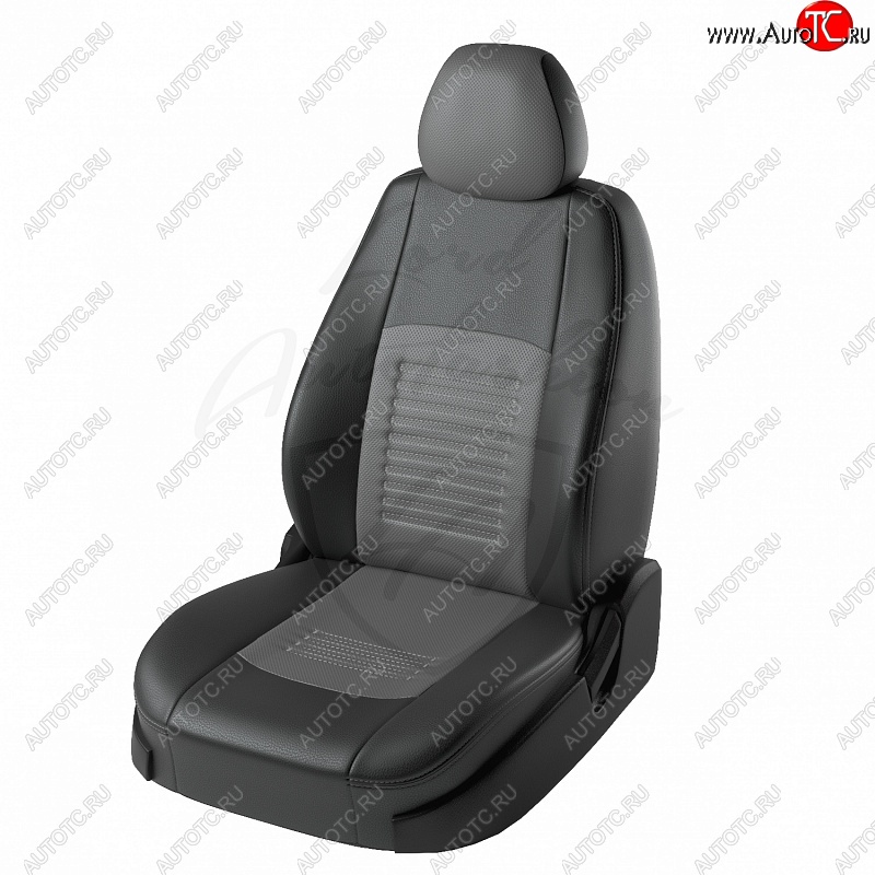 9 449 р. Чехлы для сидений Lord Autofashion Турин (экокожа) Nissan Almera G15 седан (2012-2019) (Черный, вставка серая)  с доставкой в г. Новочеркасск