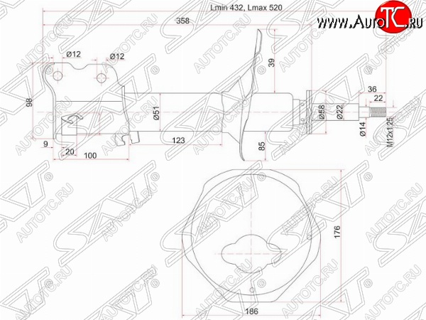 4 799 р. Левый амортизатор передний SAT Nissan Avenir (1999-2005)  с доставкой в г. Новочеркасск