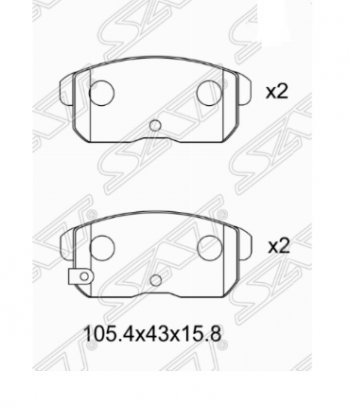 899 р. Комплект задних тормозных колодок SAT Nissan Sunny B15 (1998-2004)  с доставкой в г. Новочеркасск. Увеличить фотографию 1