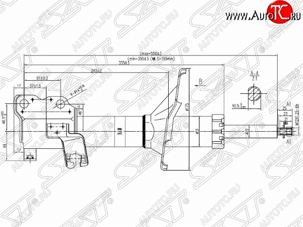 3 299 р. Правый амортизатор передний SAT Nissan Rnessa (1997-2001)  с доставкой в г. Новочеркасск