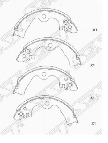 1 329 р. Комплект задних тормозных колодок SAT  Nissan Cube  3 (2008-2024)  с доставкой в г. Новочеркасск. Увеличить фотографию 1