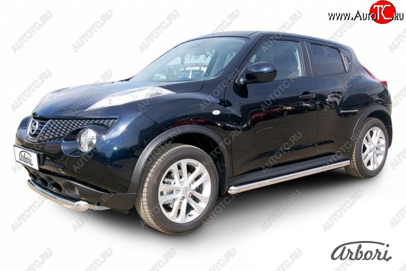 12 149 р. Защита штатных порогов 2WD Arbori (нержавейка, d57 mm). Nissan Juke 1 YF15 рестайлинг (2014-2020)  с доставкой в г. Новочеркасск