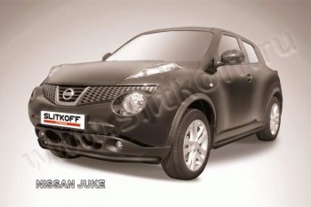 Защита переднего бампера из трубы d57 Slitkoff Nissan (Нисан) Juke (Жук)  1 YF15 (2010-2020) 1 YF15 дорестайлинг, рестайлинг