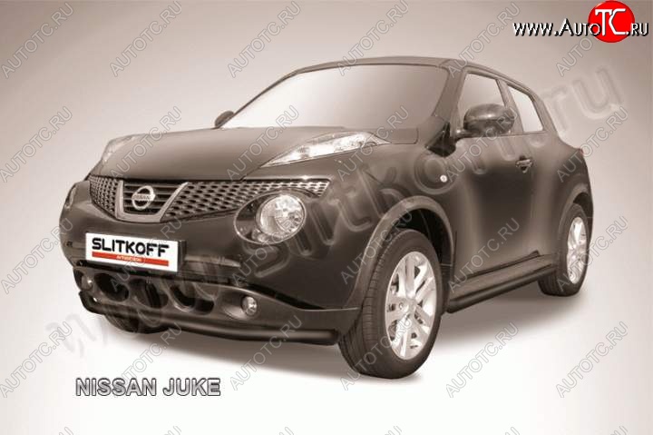 7 999 р. Защита переднего бампера из трубы d57 Slitkoff  Nissan Juke  1 YF15 (2010-2020) дорестайлинг, рестайлинг (Цвет: серебристый)  с доставкой в г. Новочеркасск