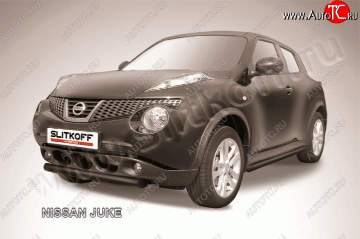 6 949 р. Защита переднего бампера из трубы d57 Slitkoff  Nissan Juke  1 YF15 (2010-2020) дорестайлинг, рестайлинг (Цвет: серебристый)  с доставкой в г. Новочеркасск