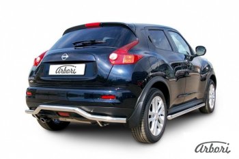 14 759 р. Защита заднего бампера Arbori (волна, нержавейка, 1 труба d57 mm). Nissan Juke 1 YF15 рестайлинг (2014-2020) (4WD)  с доставкой в г. Новочеркасск. Увеличить фотографию 2