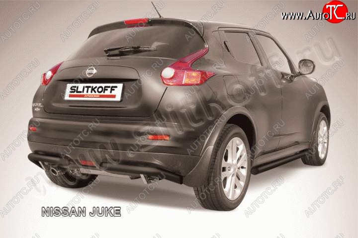 6 499 р. Защита заднего бампера из труб d57 Slitkoff (уголки, 57, 2WD)  Nissan Juke  1 YF15 (2010-2020) дорестайлинг, рестайлинг (Цвет: серебристый)  с доставкой в г. Новочеркасск